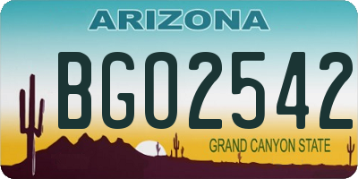 AZ license plate BGO2542