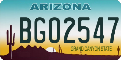 AZ license plate BGO2547