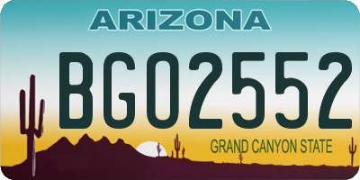 AZ license plate BGO2552