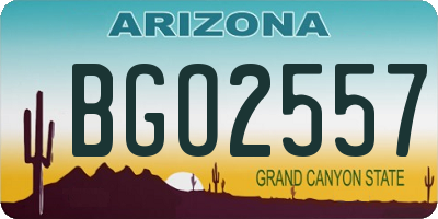 AZ license plate BGO2557