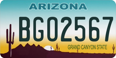 AZ license plate BGO2567