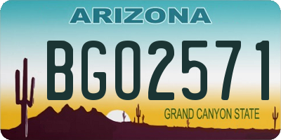 AZ license plate BGO2571