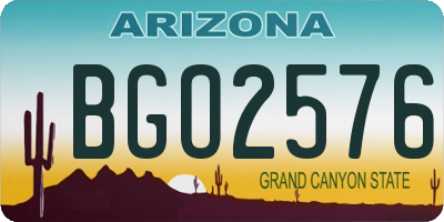 AZ license plate BGO2576