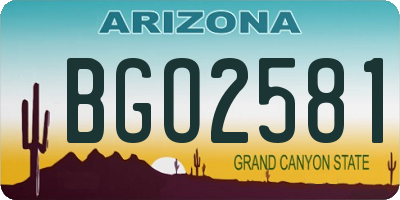 AZ license plate BGO2581