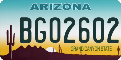 AZ license plate BGO2602