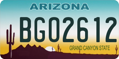 AZ license plate BGO2612