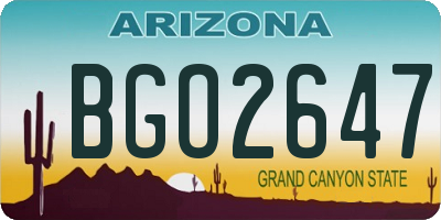AZ license plate BGO2647