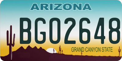 AZ license plate BGO2648