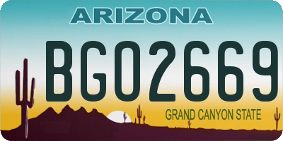 AZ license plate BGO2669