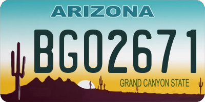AZ license plate BGO2671