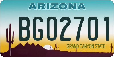 AZ license plate BGO2701