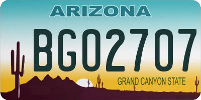 AZ license plate BGO2707