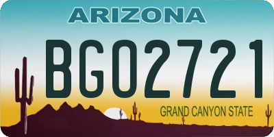 AZ license plate BGO2721