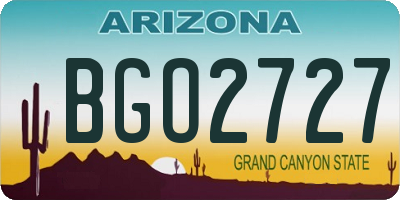 AZ license plate BGO2727