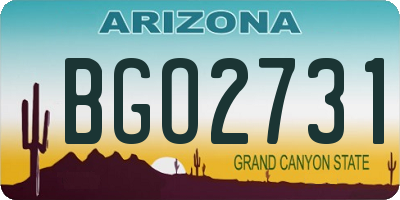 AZ license plate BGO2731