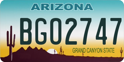 AZ license plate BGO2747