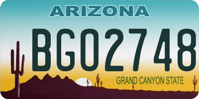 AZ license plate BGO2748