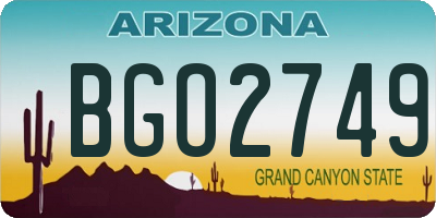 AZ license plate BGO2749