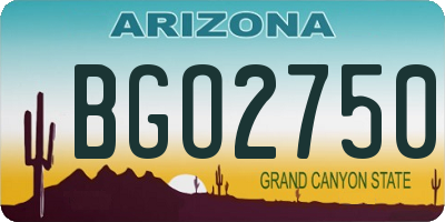 AZ license plate BGO2750