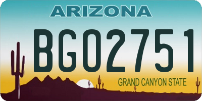 AZ license plate BGO2751