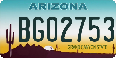 AZ license plate BGO2753