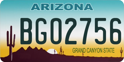 AZ license plate BGO2756