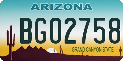 AZ license plate BGO2758