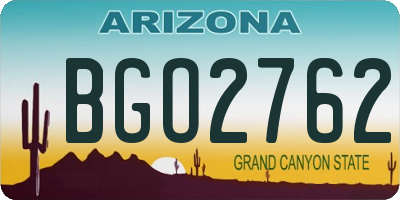 AZ license plate BGO2762