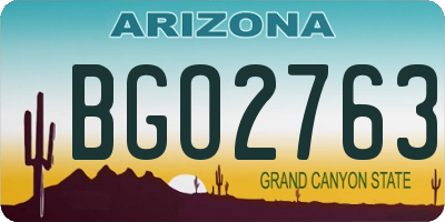 AZ license plate BGO2763