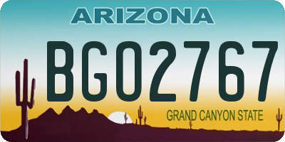 AZ license plate BGO2767