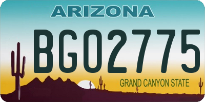 AZ license plate BGO2775