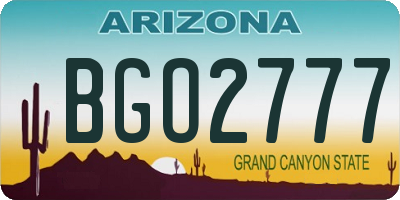 AZ license plate BGO2777