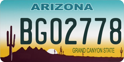 AZ license plate BGO2778