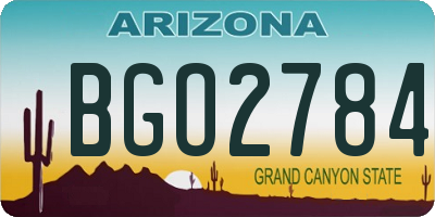 AZ license plate BGO2784