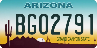 AZ license plate BGO2791