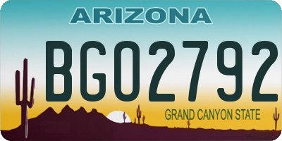 AZ license plate BGO2792