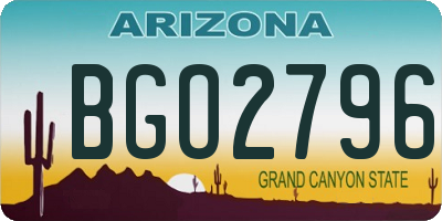 AZ license plate BGO2796