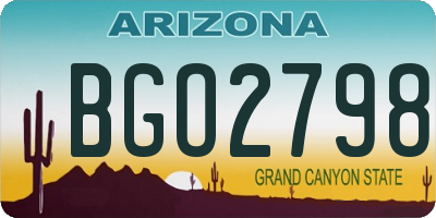 AZ license plate BGO2798