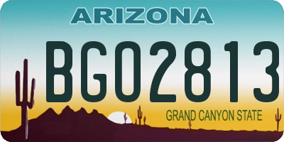 AZ license plate BGO2813
