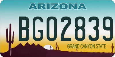 AZ license plate BGO2839