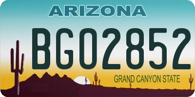 AZ license plate BGO2852