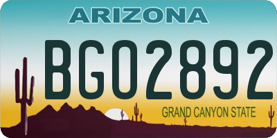 AZ license plate BGO2892