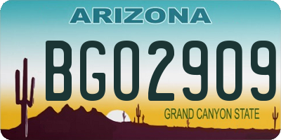 AZ license plate BGO2909