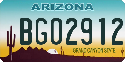 AZ license plate BGO2912