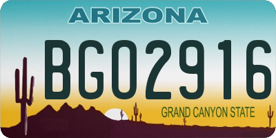 AZ license plate BGO2916