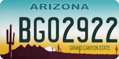 AZ license plate BGO2922