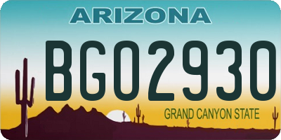 AZ license plate BGO2930