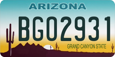 AZ license plate BGO2931