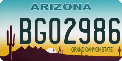 AZ license plate BGO2986