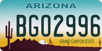 AZ license plate BGO2996